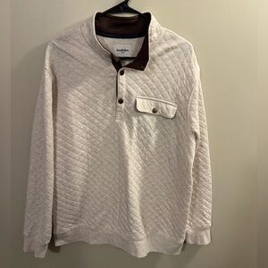Goodfellow & Co Cream Quilted Pullover with Brown Details